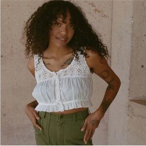 Doen lace crochet boho top in salt NWT
